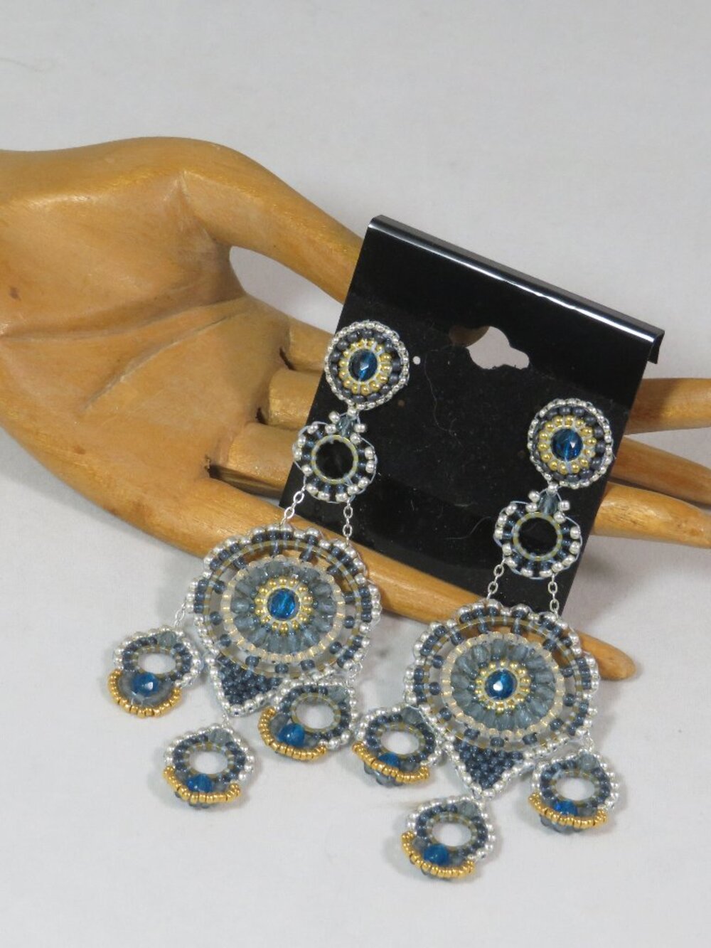 Silver and gold chandelier earrings handmade